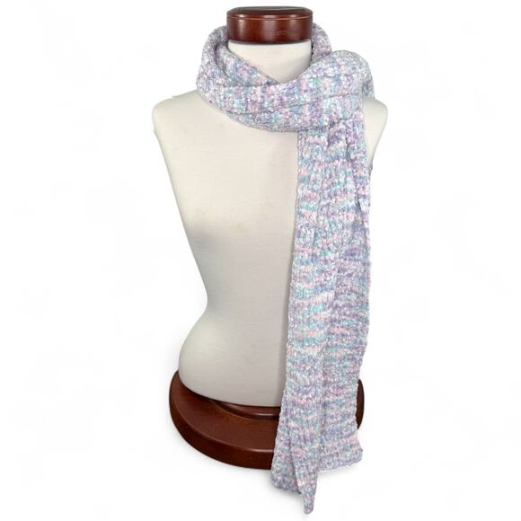 Juicy Couture Pastel Knit Scarf Lilac Pink Blue One Size‎ Y2K Coquette Soft Girl - Picture 3 of 8
